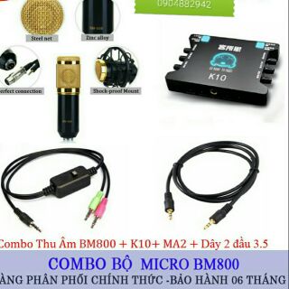 Combo livetream thu âm bm800. sound cards k10