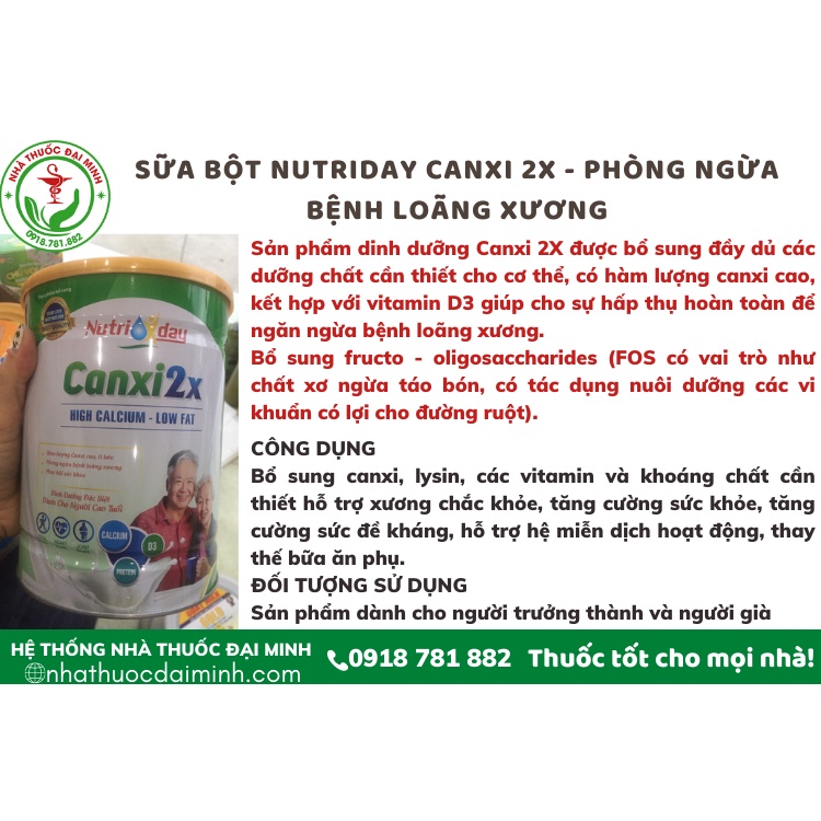 [Ảnh Thật] Sữa Bột Nutriday Canxi 2X 900g - Giúp Xương Chắc Khỏe