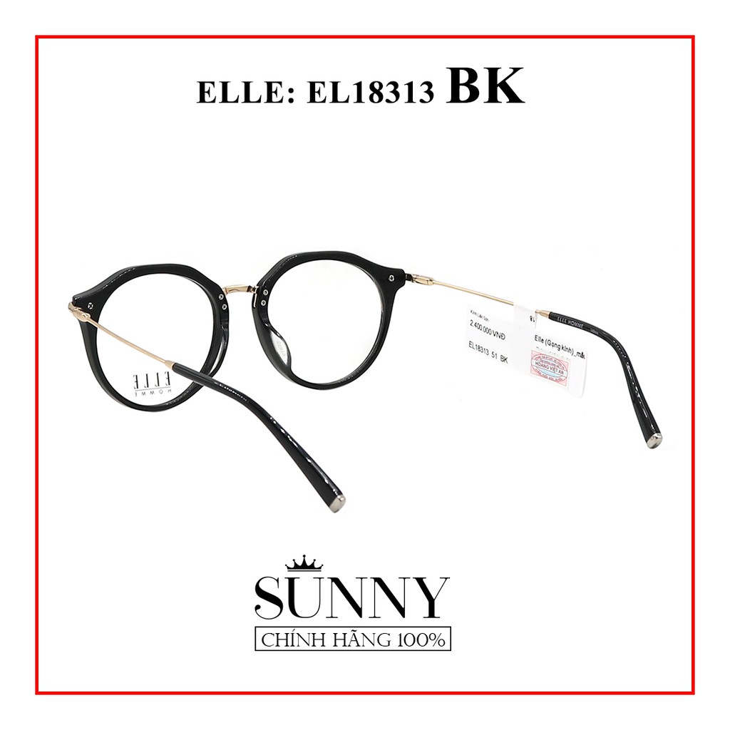 EL18313 BK - Mắt kính unisex hiệu ELLE - sp chính hãng kèm tem chống hàng giả do bộ công an cấp - Màu đen