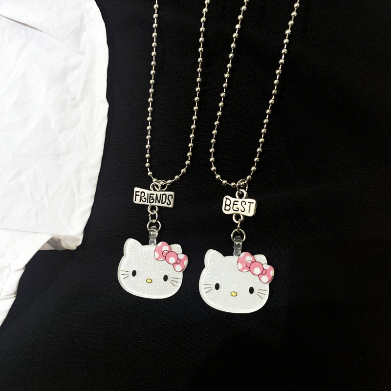 【THEO DÕI cửa hàng của chúng tôi -10K trừ 5K】Phiên bản Hàn Quốc của mặt dây chuyền Holle kitty phổ biến trái tim nữ tính vòng cổ dễ thương