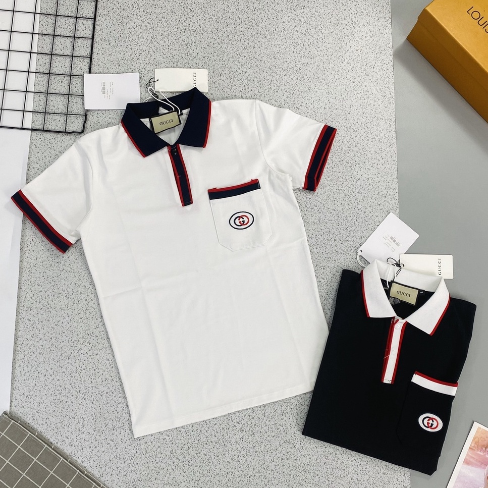 Áo thun Nam Nữ ⚡FREE SHIP⚡ Áo Polo có cổ Gucci túi ngực