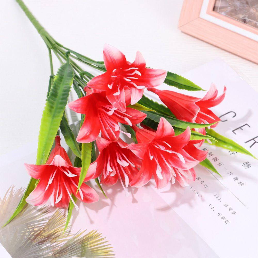 YNATURAL Bó Hoa Lily Giả 7 Lá 33cm Trang Trí Tiệc Cưới
