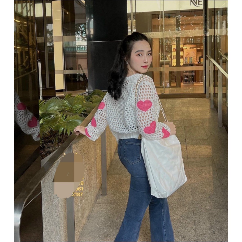 Áo Khoác Cardigan Len, Áo Len Tim Lưới Nữ Tiểu Thư - Lên Phom Nhẹ Nhàng, Sang Trọng
