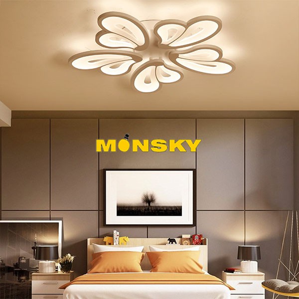 Đèn trần trang trí nội thất MONSKY DUNI cao cấp 5 cánh 3 màu ánh sáng điều khiển từ xa