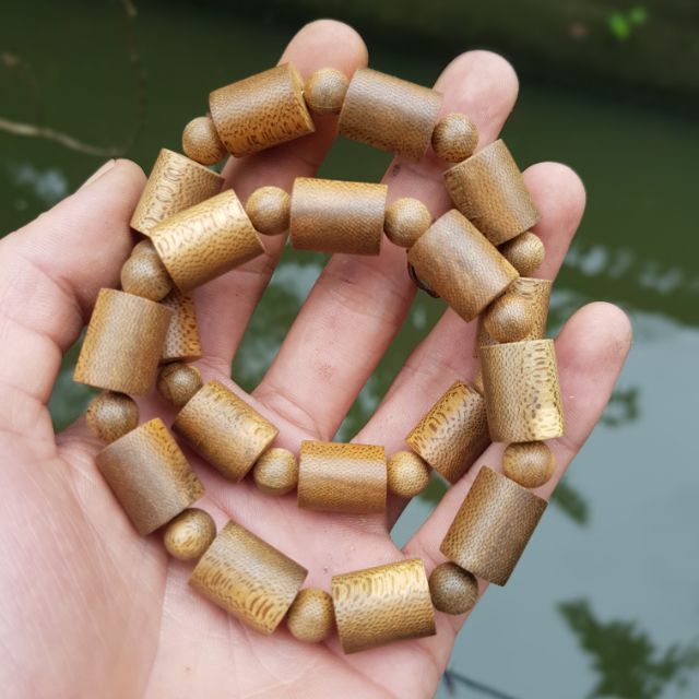 Vòng tay nam đốt trúc gỗ trầm gió hạt tròn 12 li