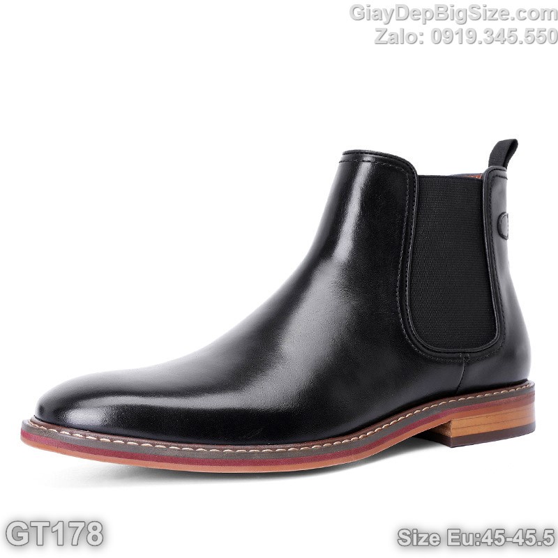 Giày tây da thật (chelsea boots), giày sự kiện tiệc cưới big size cỡ lớn Eu:45-45.5 cho nam chân to