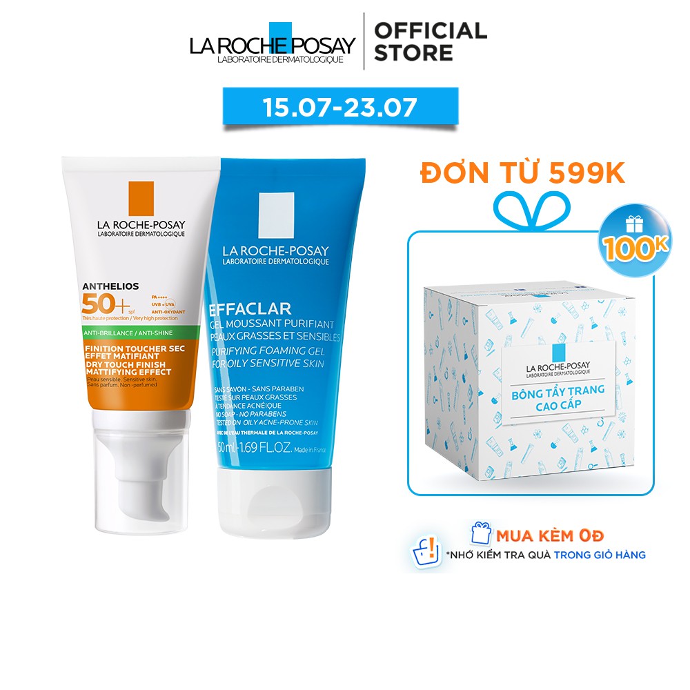 [Mã FMCGMALL giảm 8% đơn 250K] Bộ sản phẩm chống nắng toàn diện và làm sạch La Roche-Posay Anthelios Dry Touch