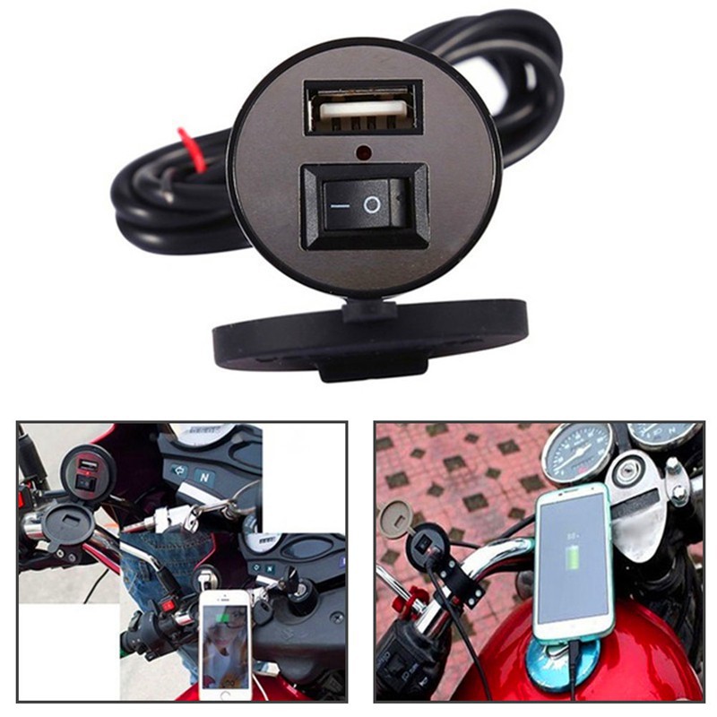Bộ sạc điện thoại USB 12V 1.5A chống nước cho xe máy