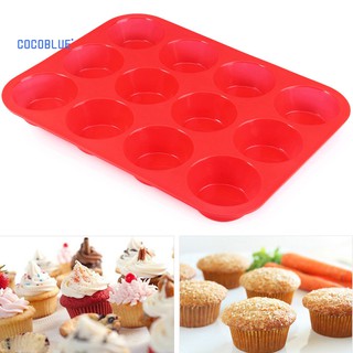 Khuôn silicon chống dính 12 ngăn chuyên dụng nướng bánh cupcake