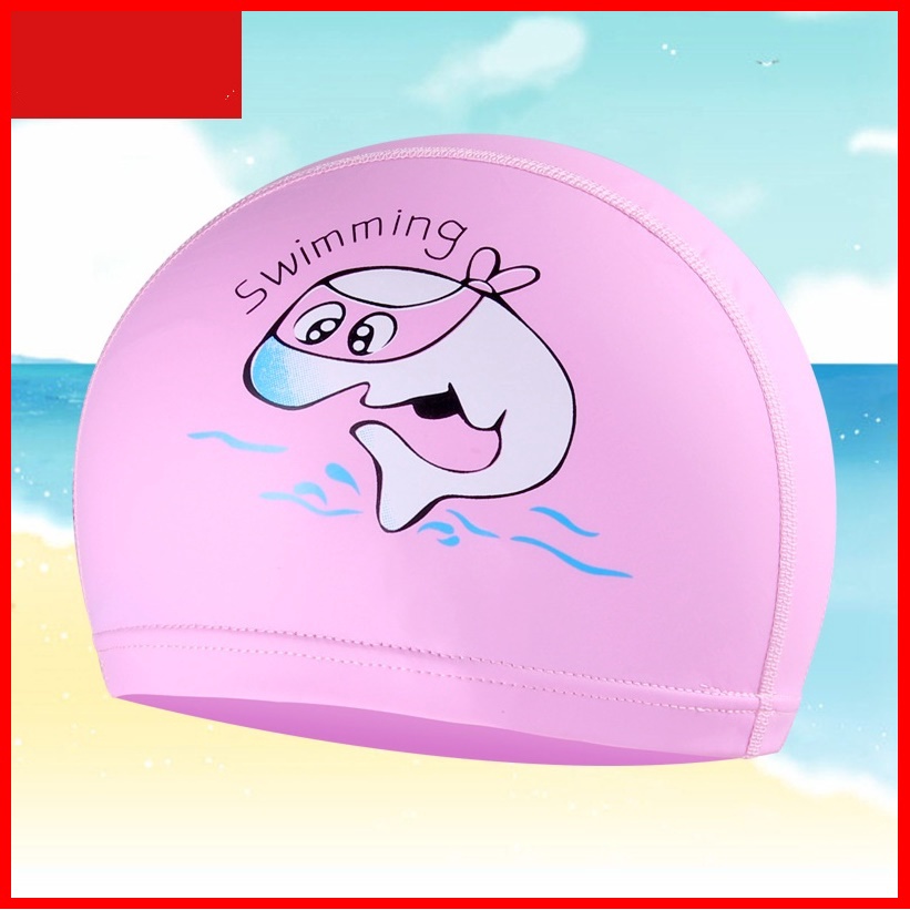 Mũ, Nón bơi trẻ em ngộ nghĩnh chất liệu silicon an toàn, cảm giác mềm mại khi đội
