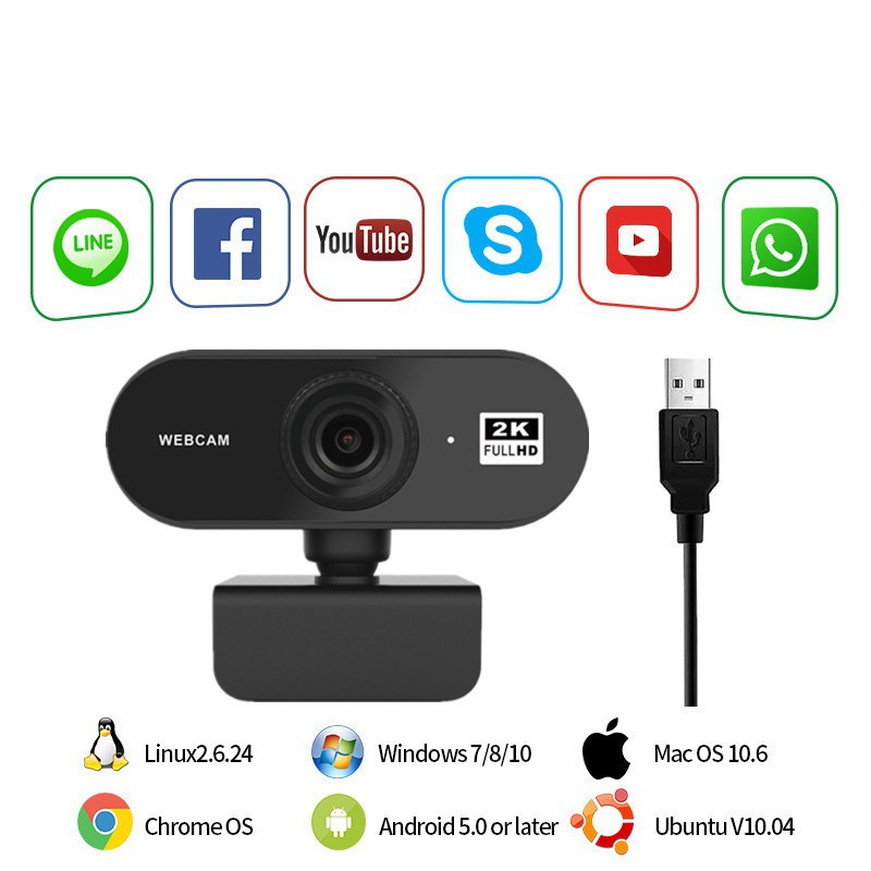 Webcam máy tính FullHD 1080p -2K có Mic rõ nét - Thu hình cho máy tính, pc, TV, để bàn - Rõ nét - Chân thực