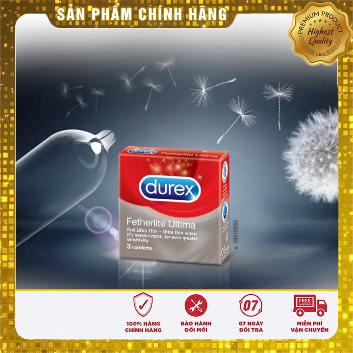 Bao cao su Durex Fetherlite Ultima 3S Siêu mỏng 52mm hộp 3 cái