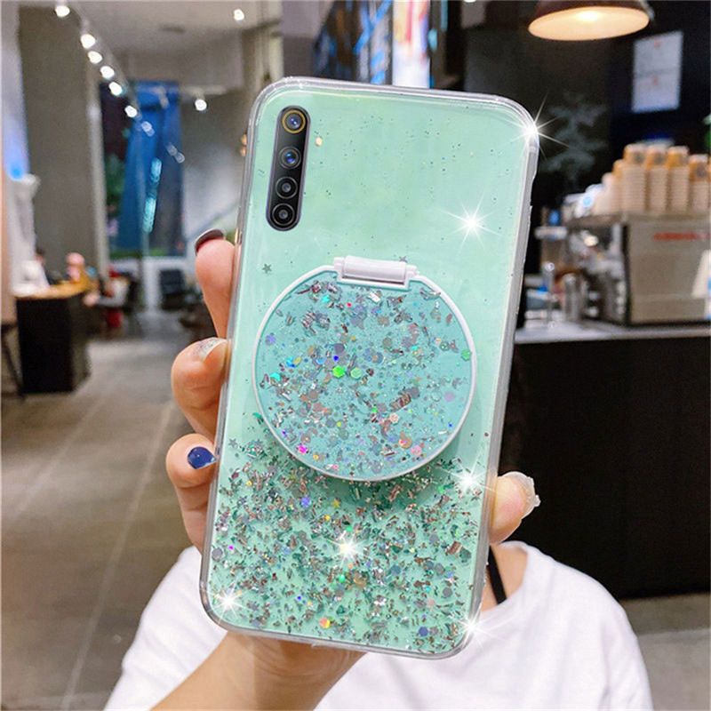 Ốp điện thoại Tráng Gương Có Giá Đỡ Tiện Dụng Cho Realme 5 6 7 Pro 5i 6i 7i Xt