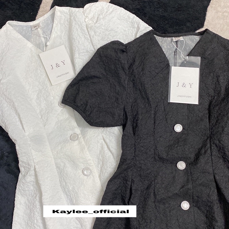 Váy Xếp Ly Eo Hở Lưng Chun Sau, Đính Khuy Ngọc Tiểu Thư ảnh thật Kaylee | BigBuy360 - bigbuy360.vn