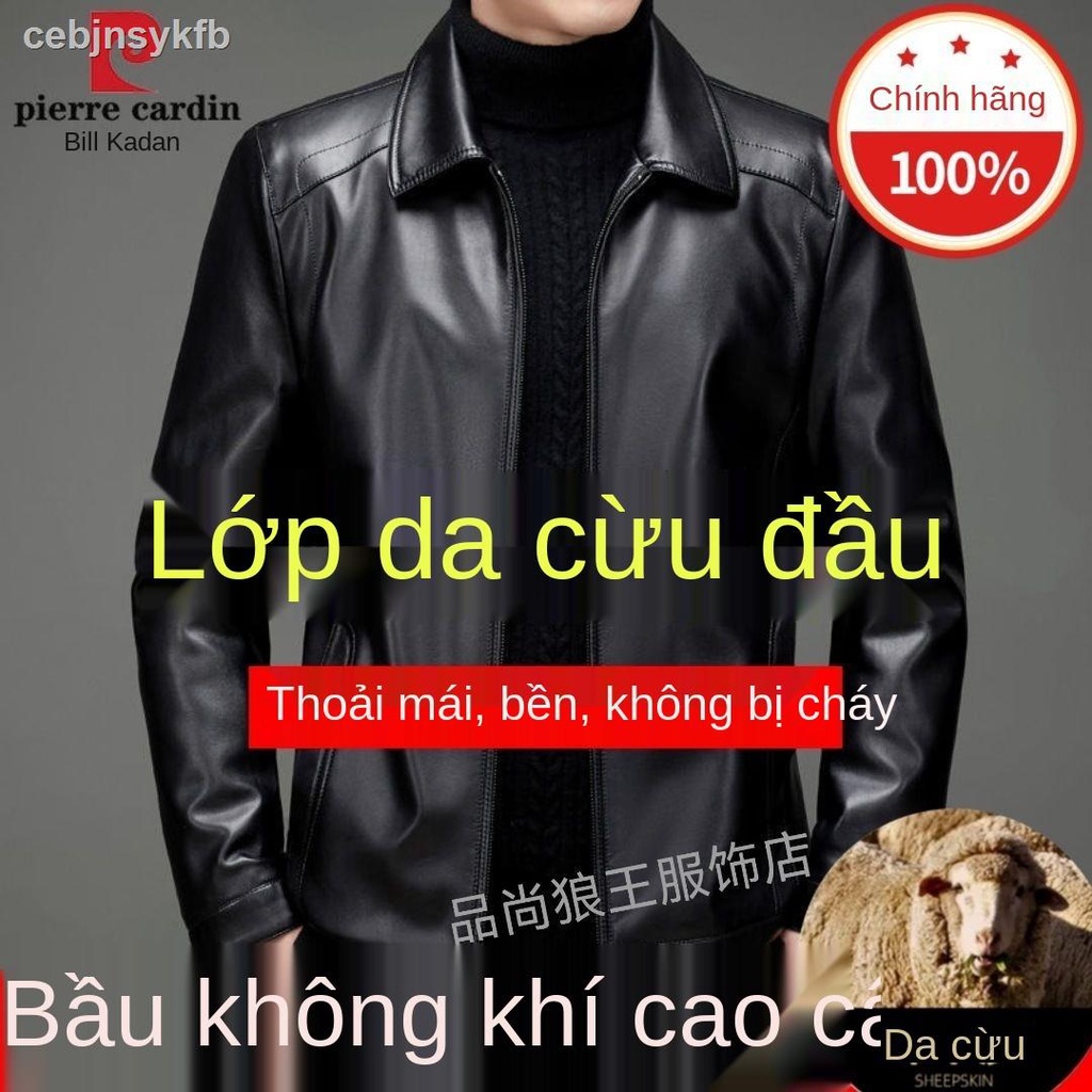 Ưu đãi đặc biệt mã bị hỏng Quần áo làm bằng da 100% cừu khoác nam cao cấp cho người trung niên và tuổi thu đô