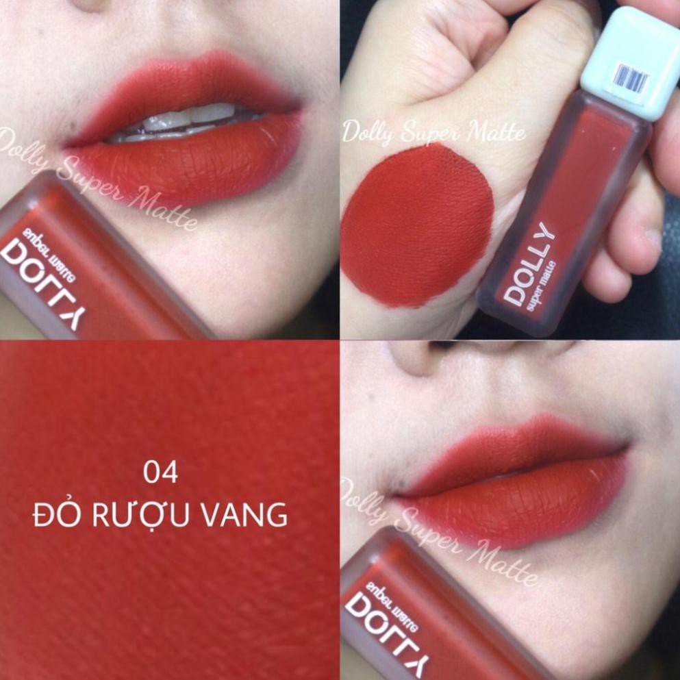 New 2021 [04 Đỏ R.ư.ợ.u Vang] Son Kem Lì Dolly Super Matte Không Chì Màu Đỏ R.ư.ợ.u Vang | BigBuy360 - bigbuy360.vn
