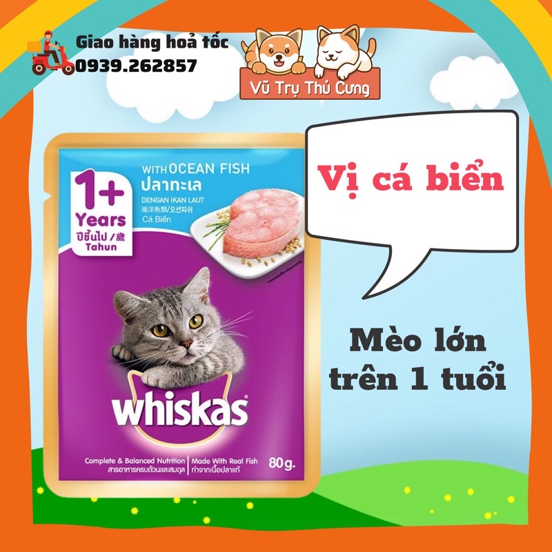 Pate Whiskas dành cho mèo con, mèo trưởng thành