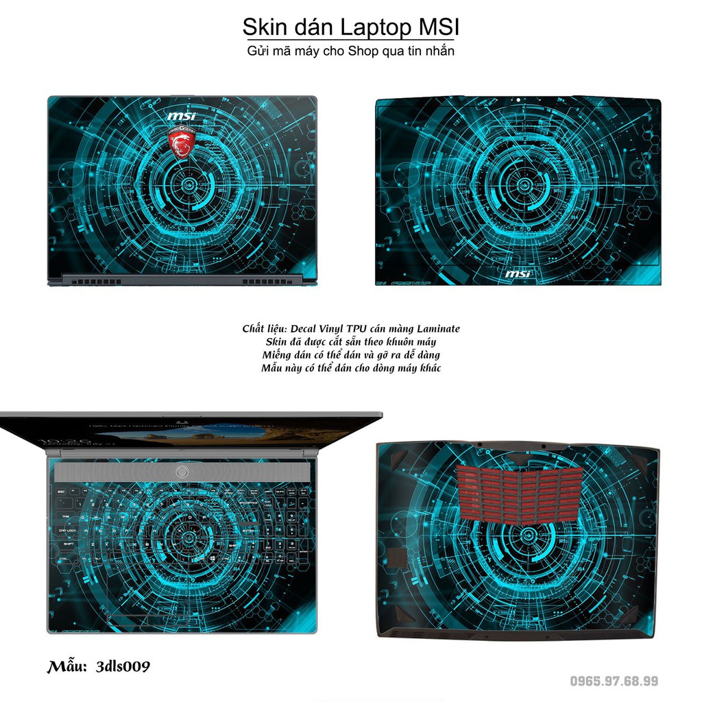 Skin dán Laptop MSI in hình 3D Abstract (inbox mã máy cho Shop)