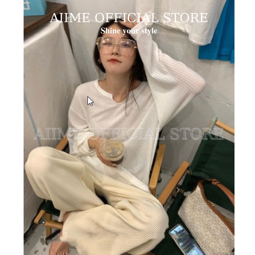 Áo len nữ chất xốp/Áo len tay dài dáng rộng oversize phong cách Hàn