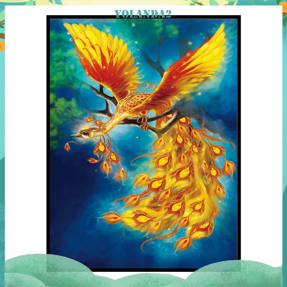 Tranh Thêu Chữ Thập DIY 11CT Hình Chim Phượng Hoàng Vàng