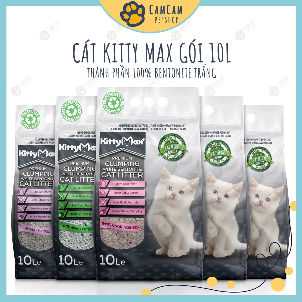 Cát vệ sinh cho mèo Kitty Max Bao 10 lít - Cát vệ sinh đất sét cho mèo, cát vệ sinh vón cục và khử mùi tối ưu