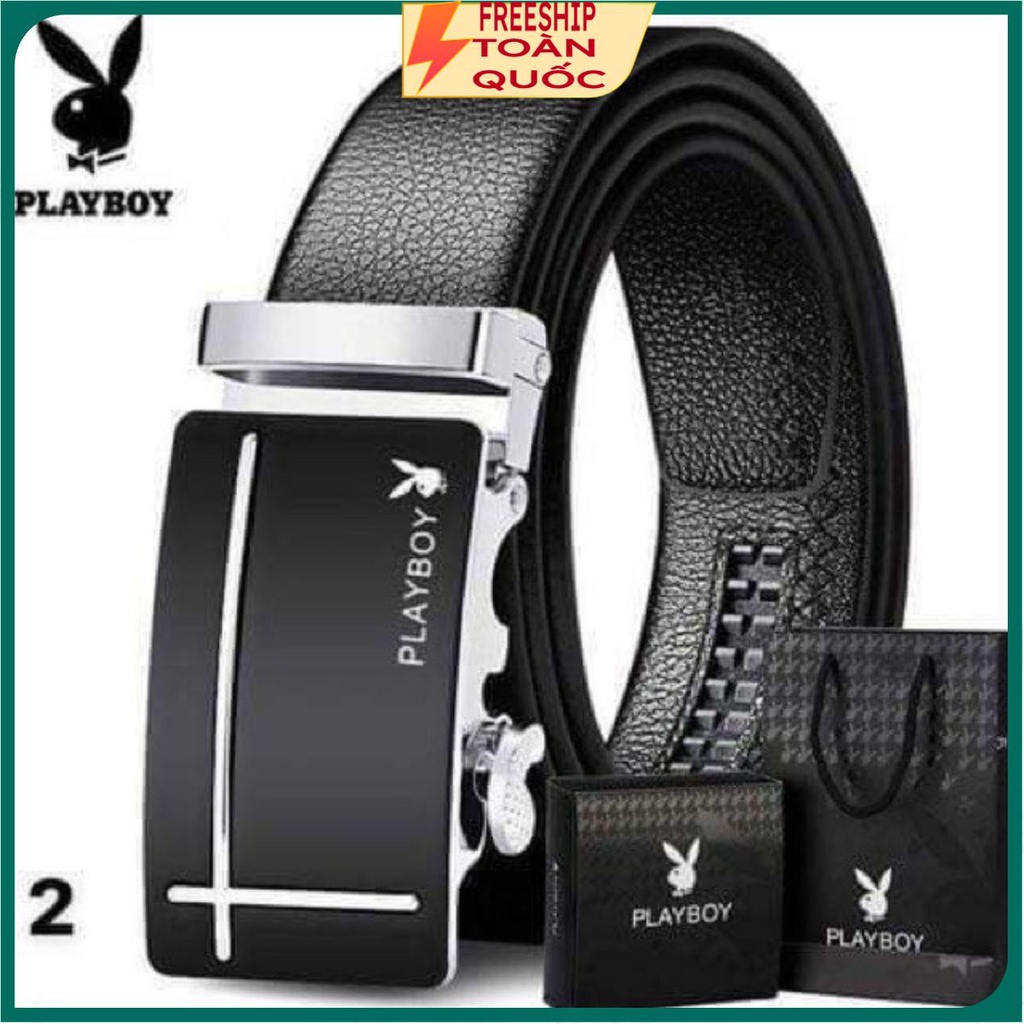 [Dây nịt] Thắt Lưng Da Nam Hàng Hiệu PLAYBOY Khóa Cài Cao Cấp. Dây Lưng Nam Da Bò 100% Mạ Bạc Nam Tính Chính Hãng GC305