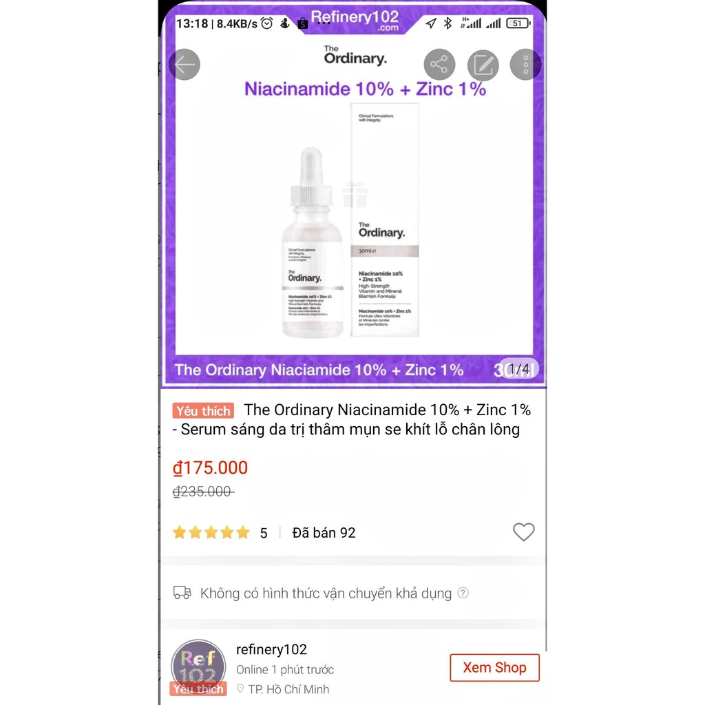 The Ordinary Niacinamide 10% + Zinc 1% - Serum hỗ trợ sáng da thâm mụn se khít lỗ chân lông | BigBuy360 - bigbuy360.vn