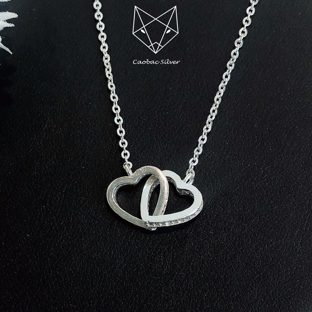 Dây Chuyền Bạc Nữ S925 Caobac Silver Hoạ Tiết Tim Lồng Tim Phong Cách Đơn Giản Tinh Tế