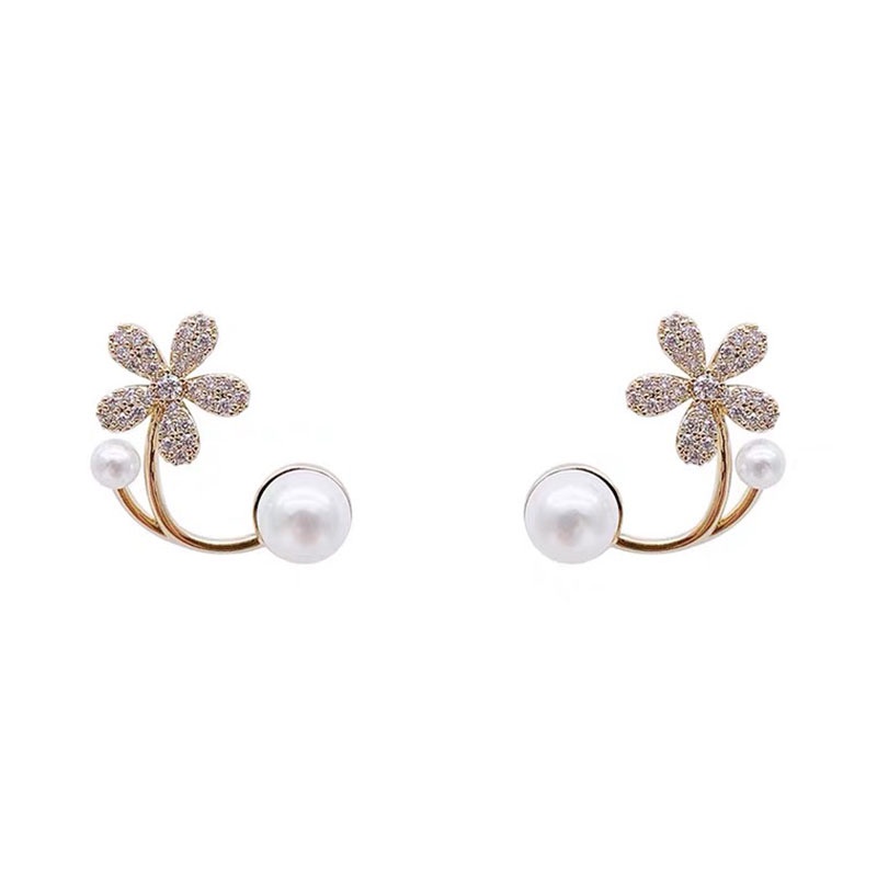 2022 Bông Tai Hoa Ngọc Trai Mạ Bạc 925