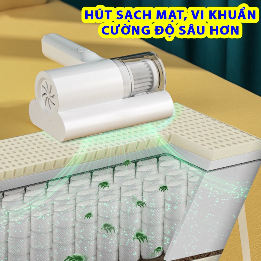 Máy hút bụi chăn ga gối đệm giường thảm Ô tô Cao cấp diệt khuẩn tia UV - Hàng Chính Hãng ( Bảo Hàng 06 Tháng )