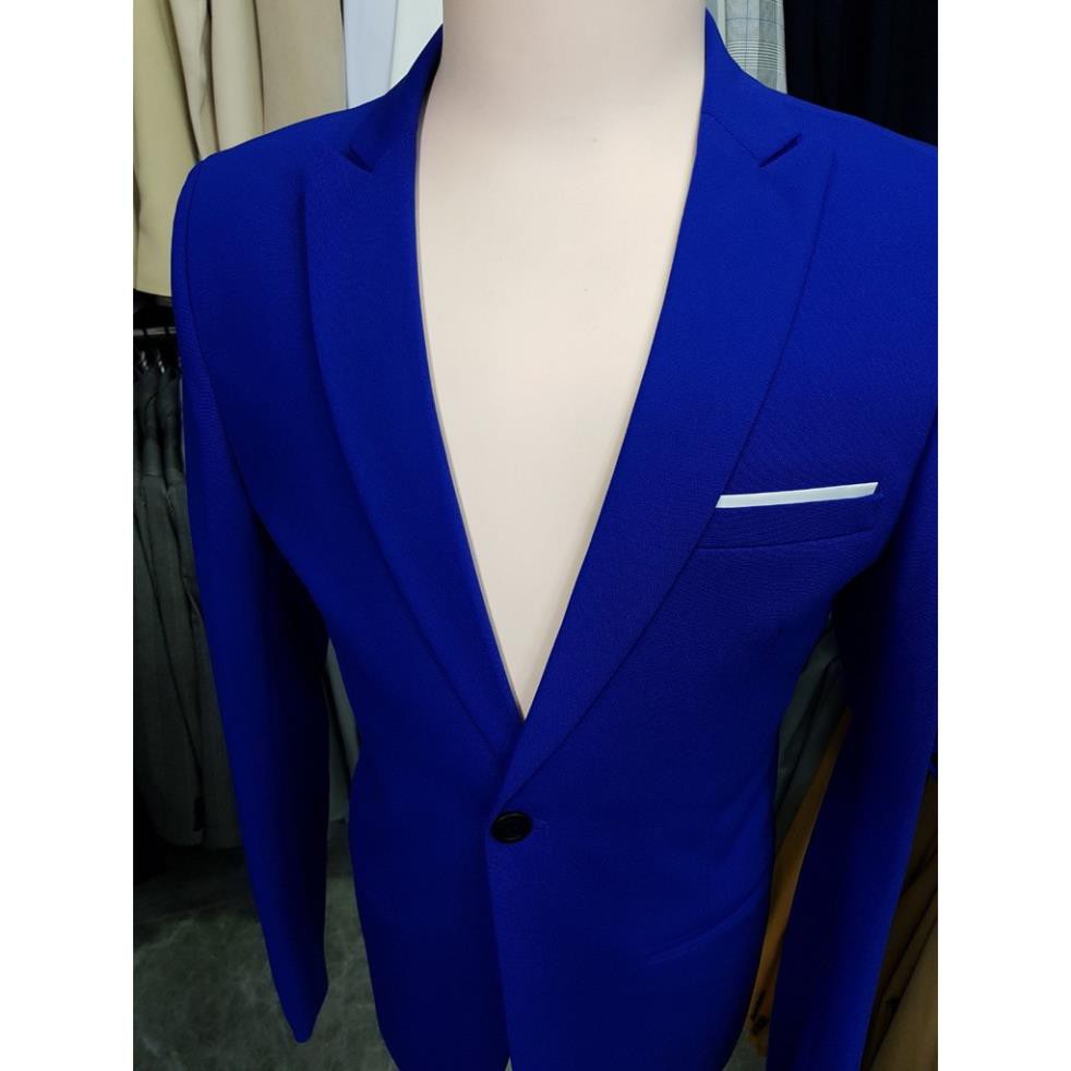 Áo vest nam form ôm body màu xanh coban chất vải dày mịn co giãn