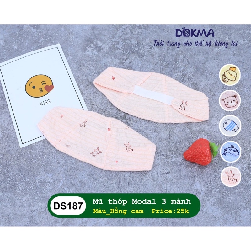 Mũ che thóp modal Dokma 3 mảnh cho bé