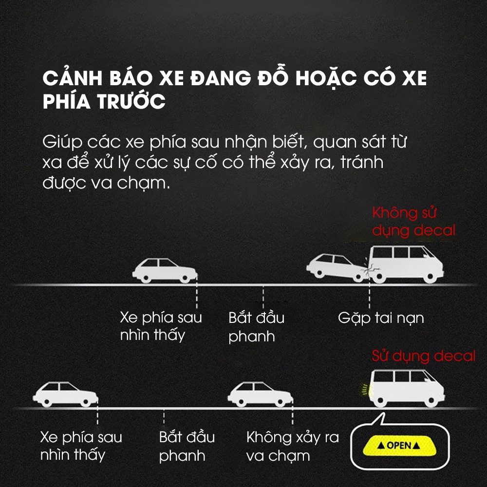 Decal phản quang cảnh báo mở cửa ô tô Combo 4 cái Tâm Luân phụ kiện xe hơi