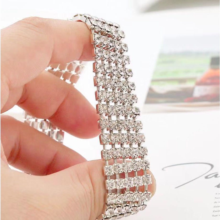 Bộ trang sức nữ bản lớn đính đá tinh thể cao cấp