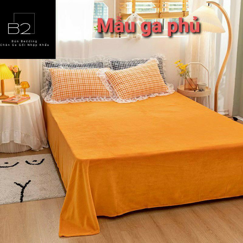 Bộ chăn ga gối nỉ nhung 3d nhiều màu - Bộ ga giường 4 món chất dày dặn hàng nhập khẩu