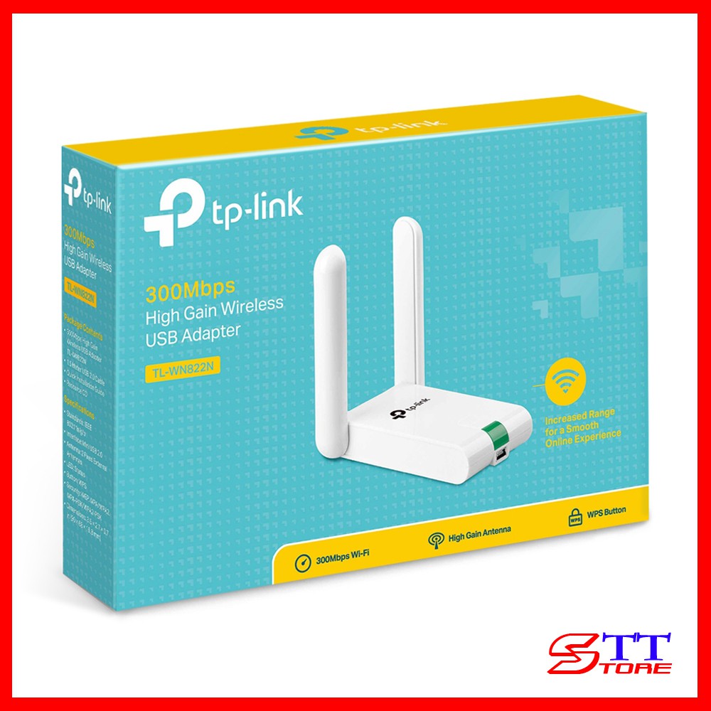 USB Thu Sóng Wifi Tp-Link TL-WN822N Bộ chuyển đổi USB không dây độ lợi cao tốc độ 300Mbps - Hàng Chính Hãng