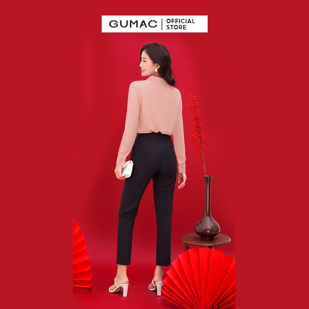 Áo sơ mi nữ cơ bản thời trang GUMAC thiết kế phong cách công sở - giấu nút tinh tế AC01013 - chất liệu tằm ý mỏng mát