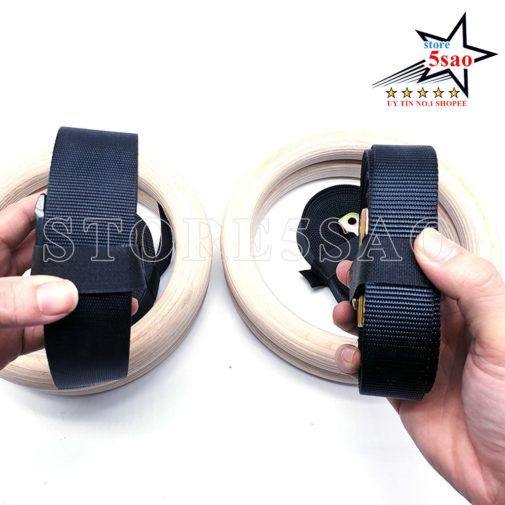 Vòng xà Gymnastic Rings 2021 bằng gỗ ⚡FREESHIP⚡ Vòng xà treo Ring Dip gỗ Bạch Dương tập street workout gym đa năng