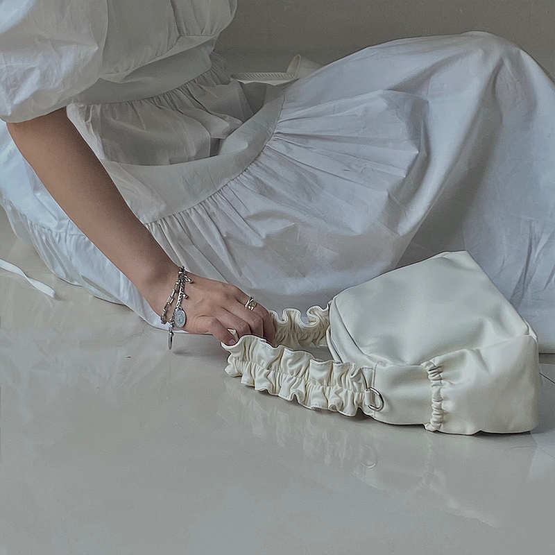 Túi xách tay IELGY bằng da mềm phối họa tiết xếp ly hợp thời trang cho nữ