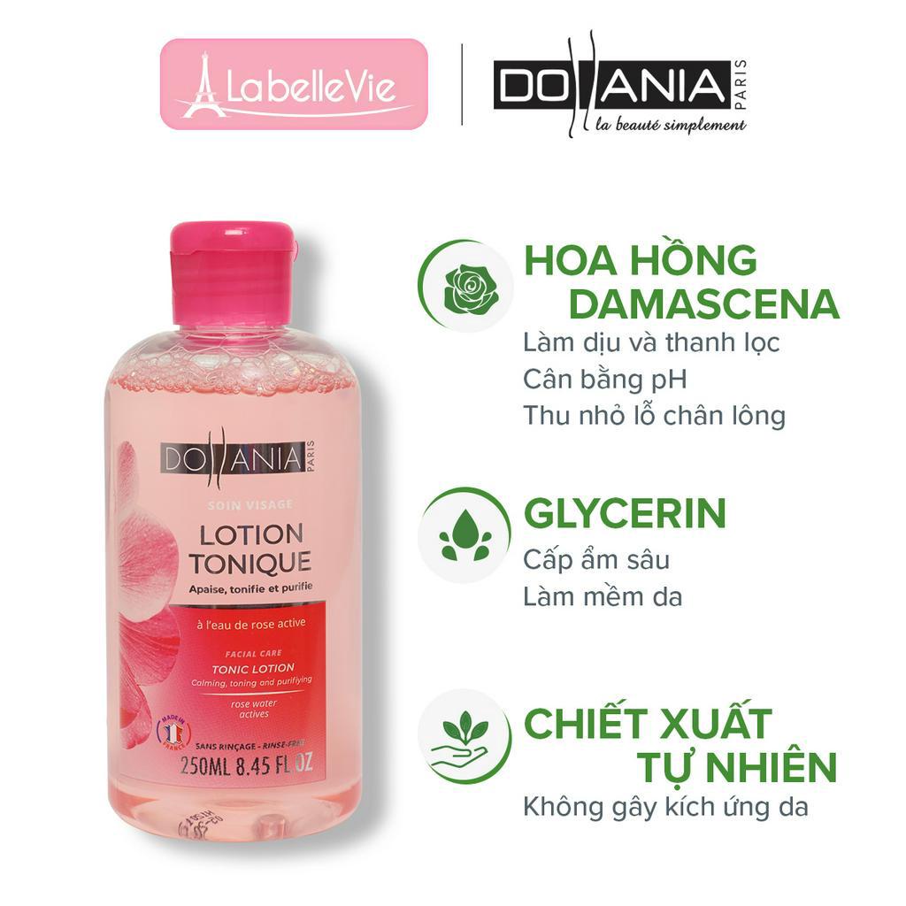 Nước hoa hồng dành cho da nhạy cảm Dollania Lotion Tonique cân bằng PH cho da mềm mịn 250ml