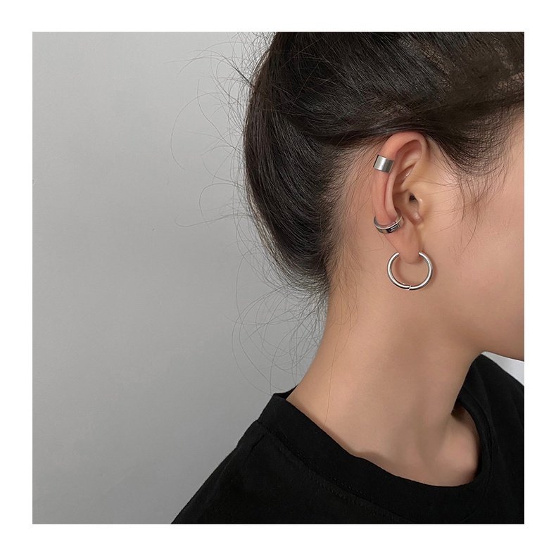 Khuyên Tai Dạng Kẹp Hình Tròn Phong Cách Hip Hop 19A1224