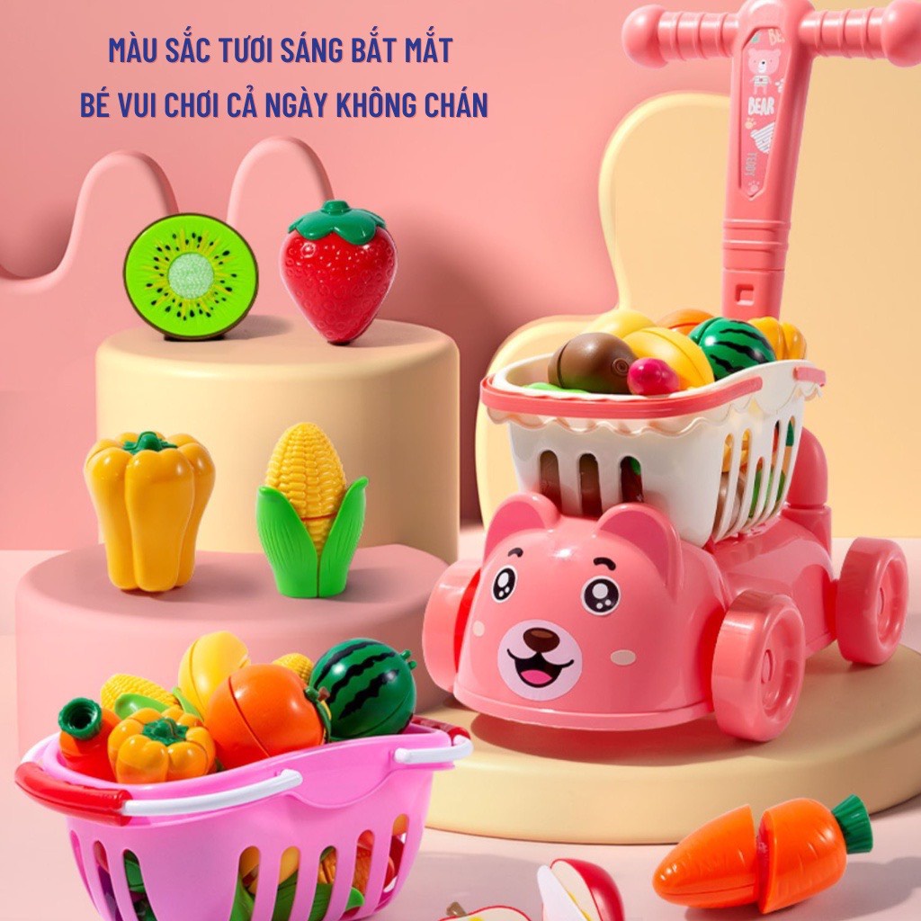 Đồ Chơi Xe Đẩy Hoa Quả -Đồ chơi hoa quả, đồ chơi xe đẩy Cho Bé Thỏa Sức Bận Rộn