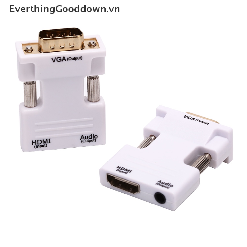 EverthingGooddown VGA To HDMI Adapter Full HD 1080P Audio Video Converter Laptop PC To TV AV HDTV vn