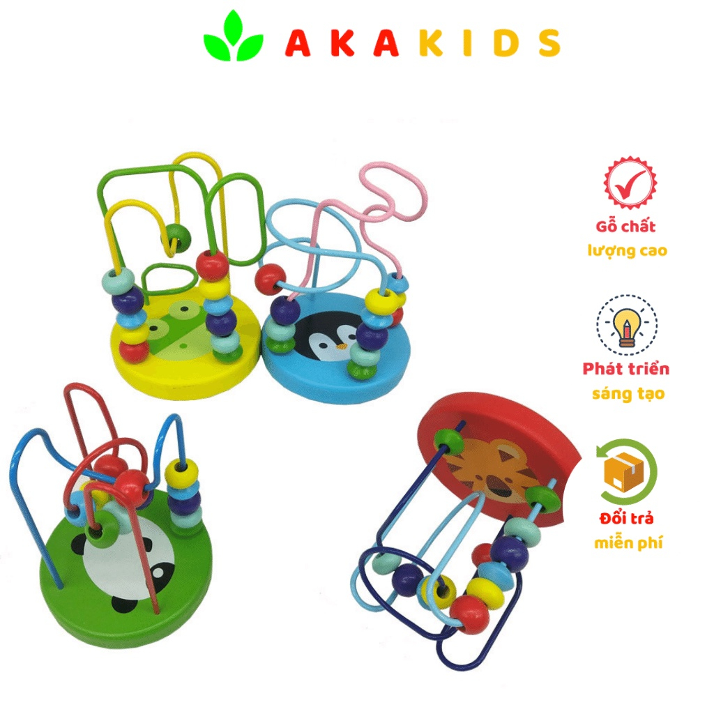 Đồ chơi gỗ montessori Bộ luồn hạt rèn kỹ năng kéo léo phát triển tư duy cho bé AKA KIDS AK12
