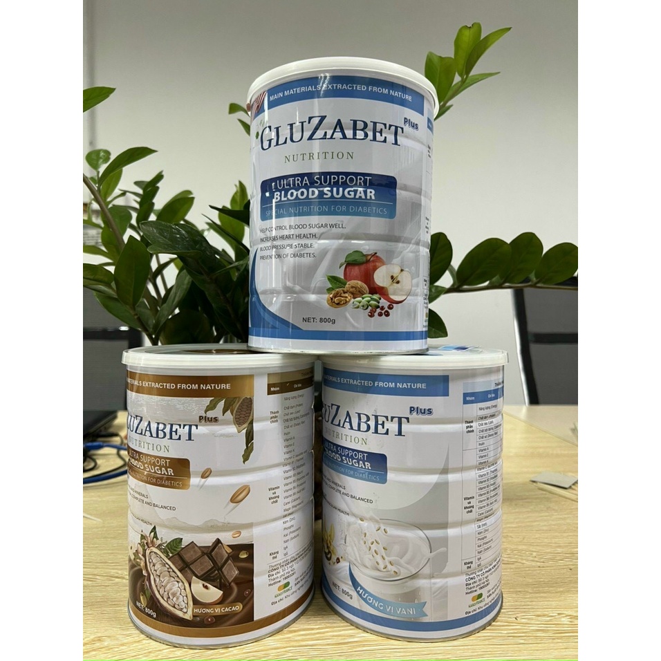 Sữa hạt dinh dưỡng Gluzabet 800g dành cho người tiểu đường ( 3 vị: cacao, táo đỏ, vani)