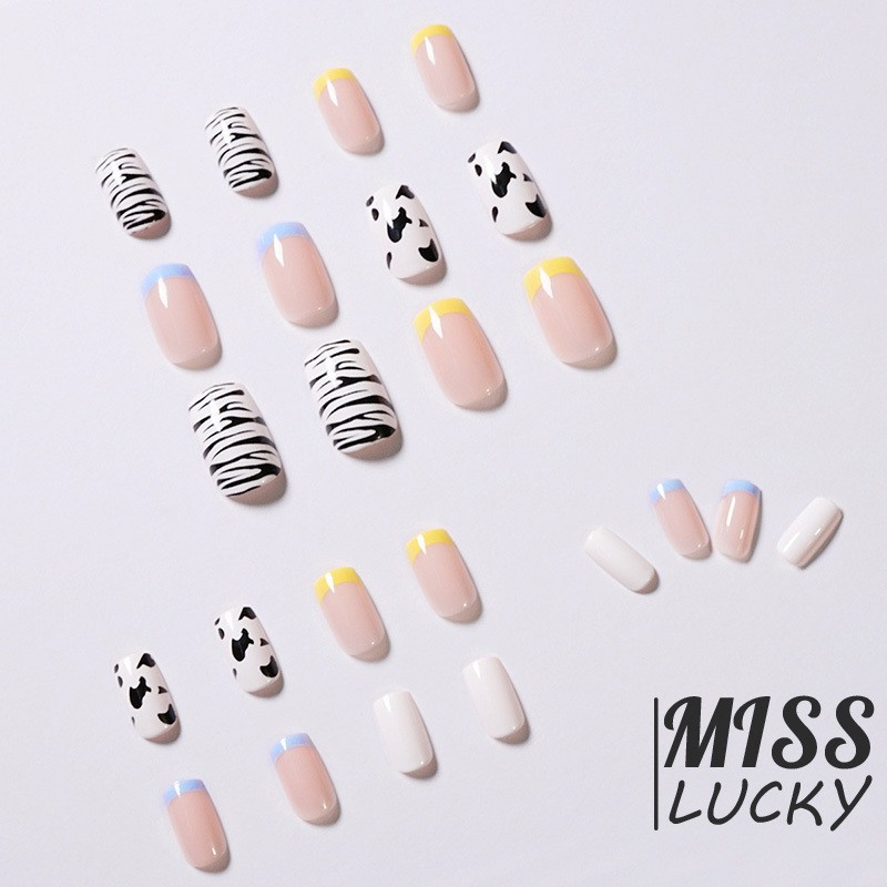 VN (Hàng Mới Về) Set 24 Miếng Dán Móng Tay Giả Họa Tiết Mèo Đáng Yêu