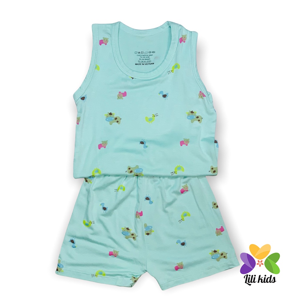 Bộ ba lỗ cho bé trai bé gái LILI.KIDS chất thun lạnh in hình họa tiết BBL06