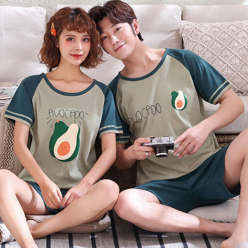 bán hàng trực tiếp tại nhà máy đẹpCặp đôi mùa hè Bộ đồ ngủ Cotton mới Casual Quần short nam và nữ áo hoạt hìn