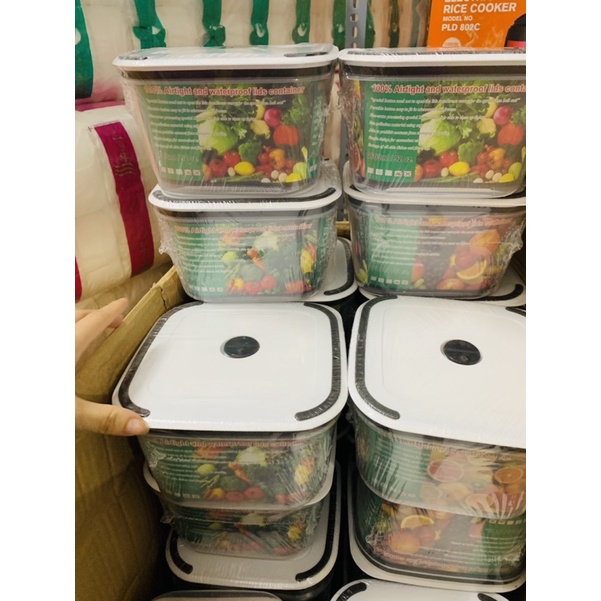 Set 5 hộp nhựa đựng thực phẩm để đồ tủ lạnh, nắp hút chân không cao cấp