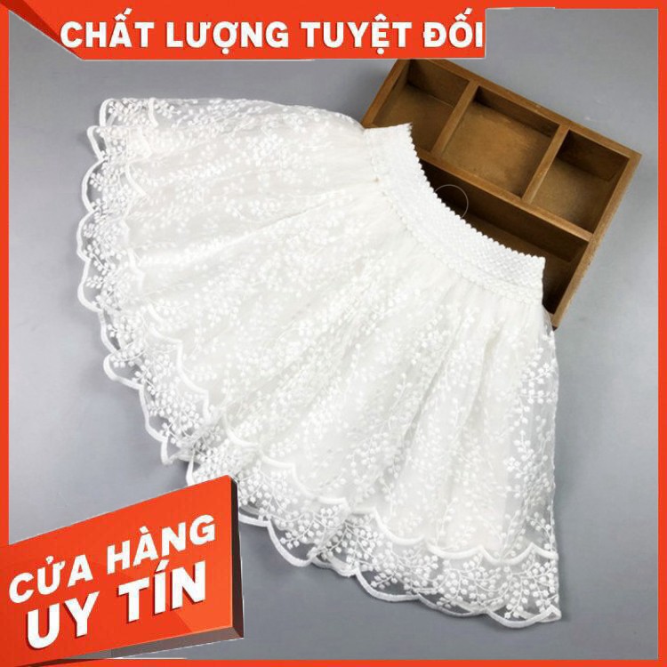 Chân váy xòe công chúa cho bé gái 4-10 tuổi thêu hoa nữ tính đáng yêu cùng lưng thun co giãn thoải mái BBShine – V004 -